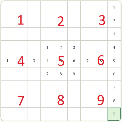 数独盘面81格子，9宫