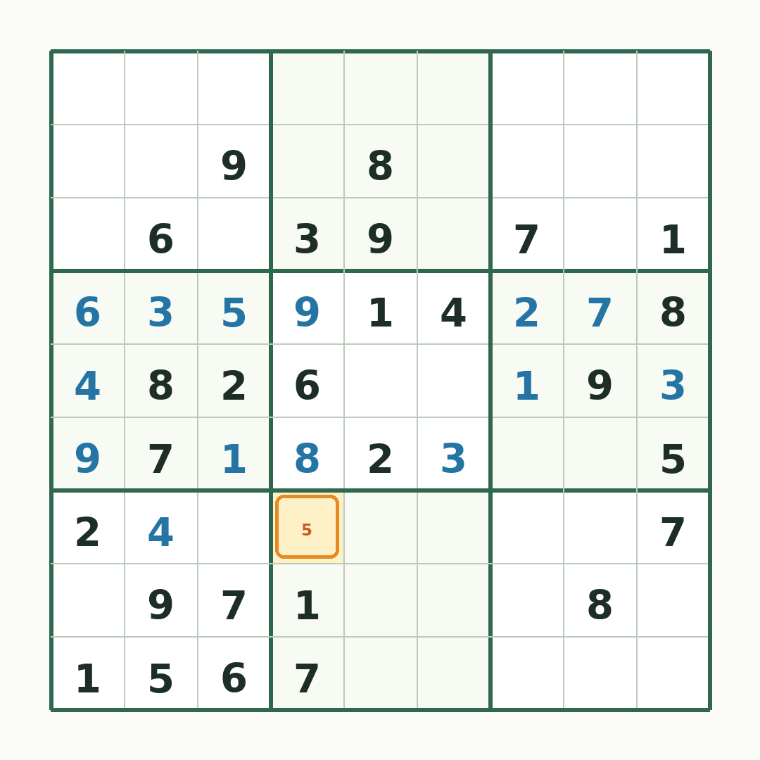 第15次落子：第7行第4列填入5
