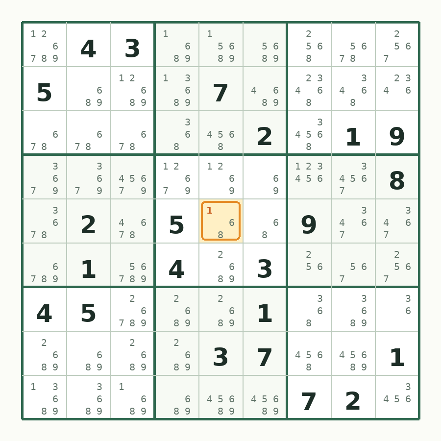 第 1 步数独棋盘图解