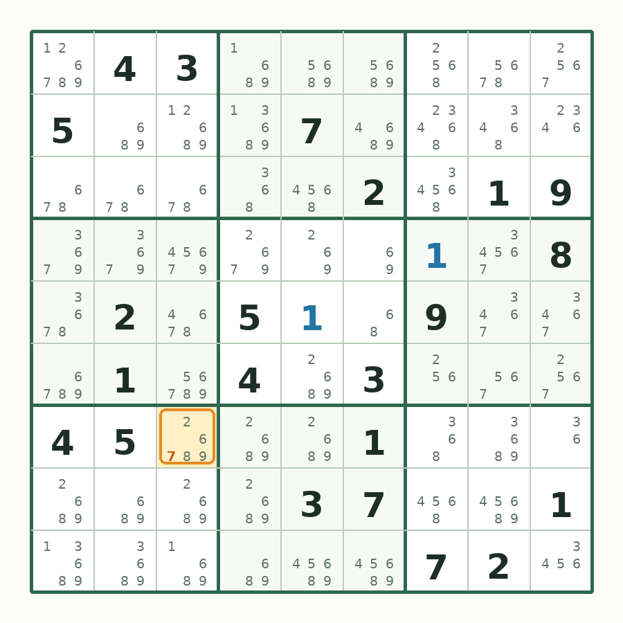 第 3 步数独棋盘图解