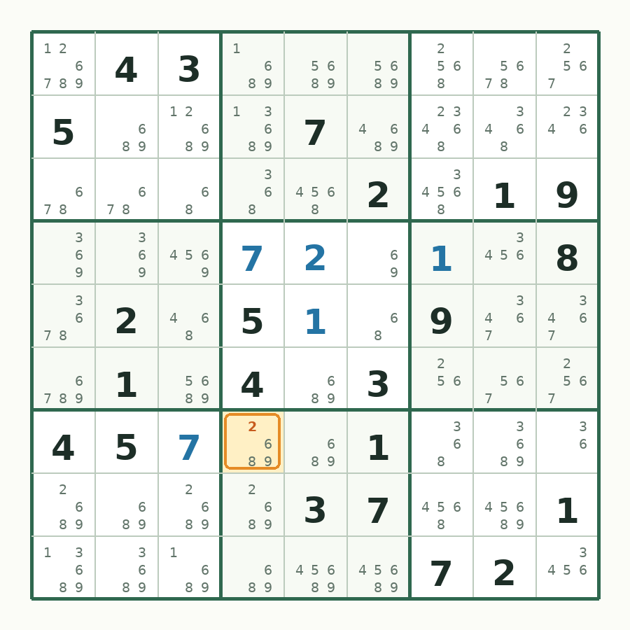 第 6 步数独棋盘图解