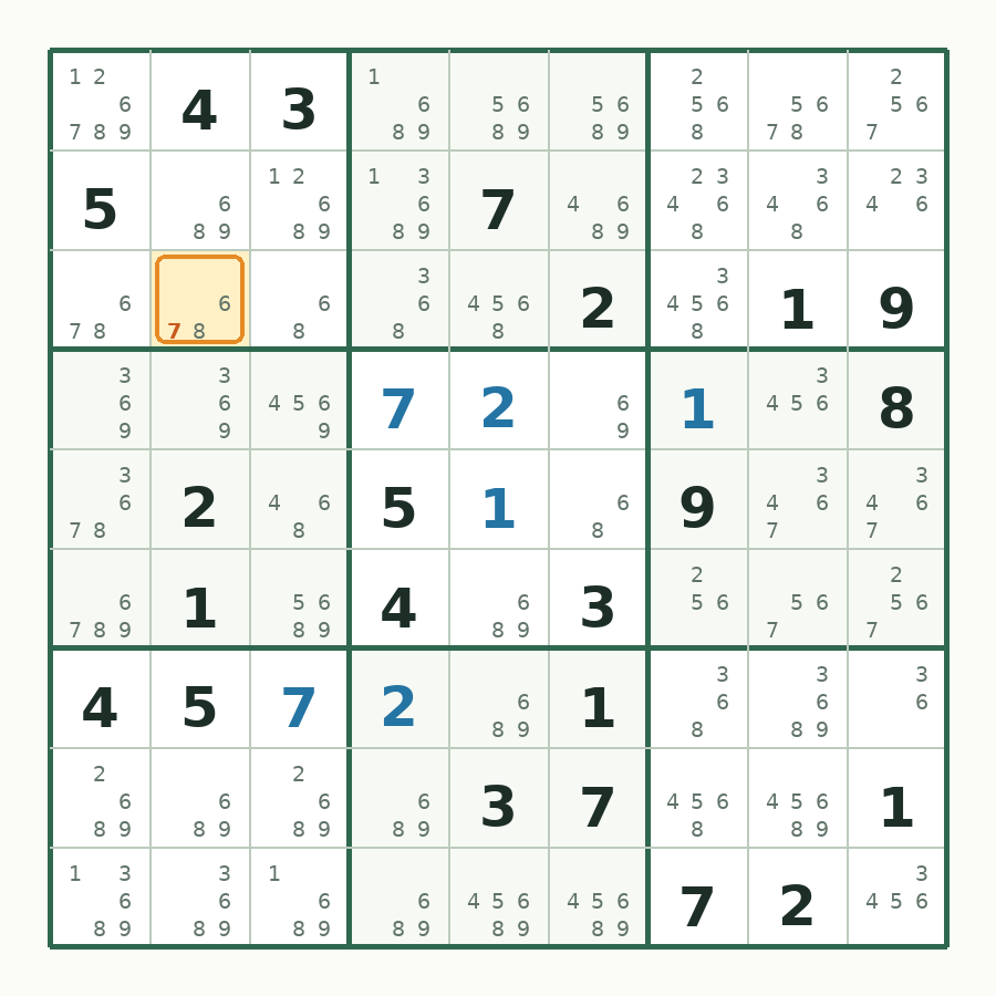 第 7 步数独棋盘图解