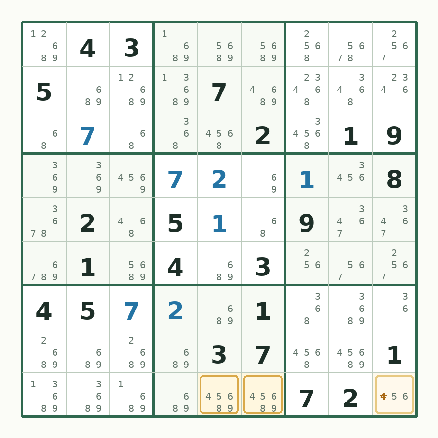 第 9 步数独棋盘图解