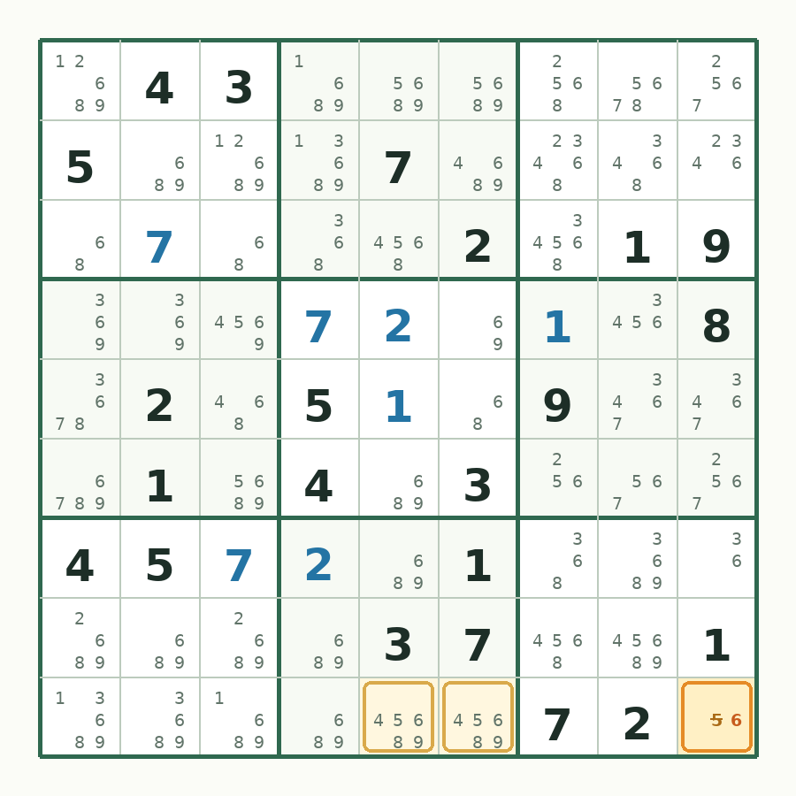 第 10 步数独棋盘图解