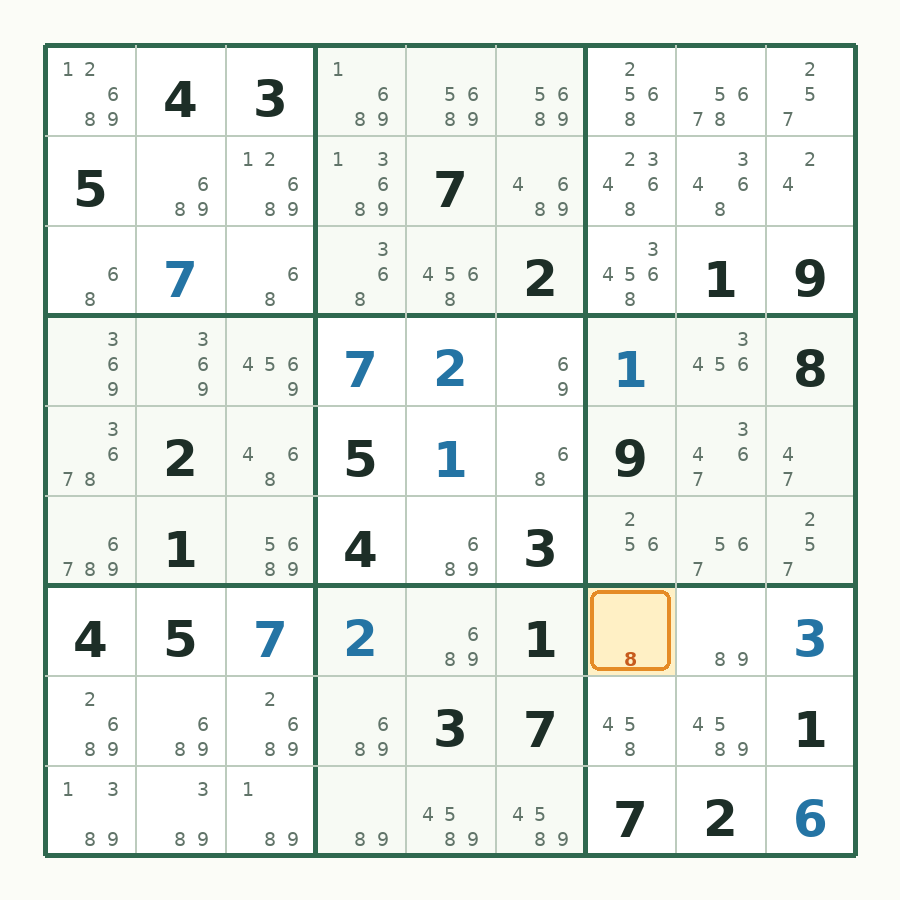 第 12 步数独棋盘图解