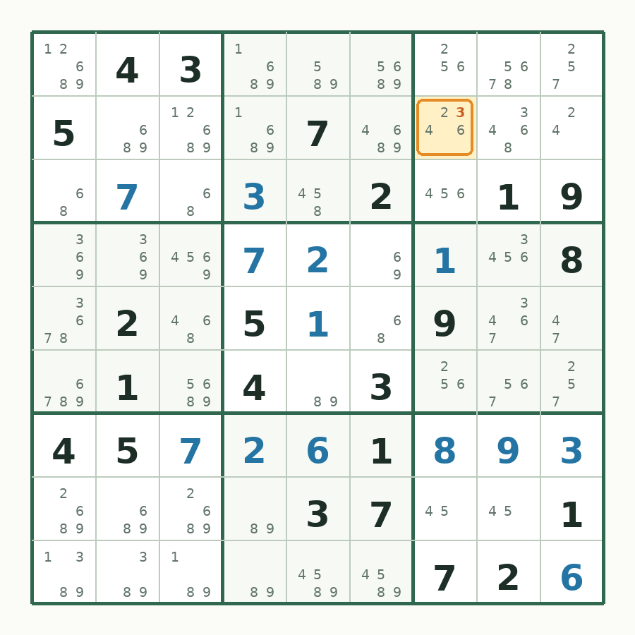 第 18 步数独棋盘图解