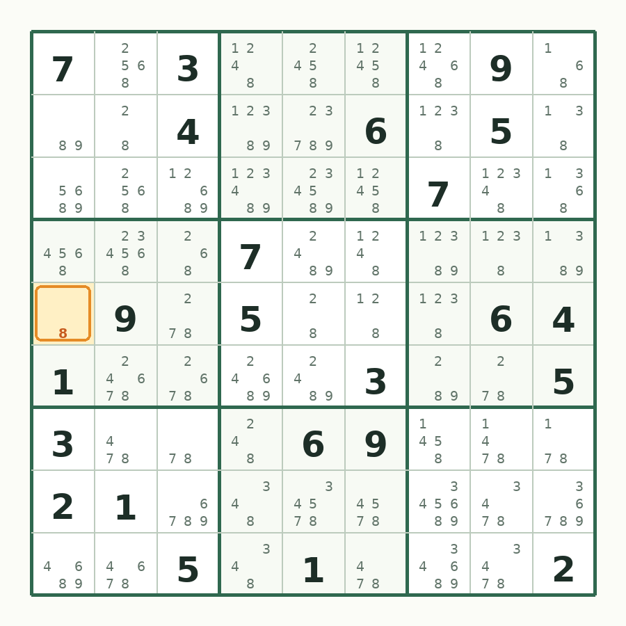 第 1 步数独棋盘图解