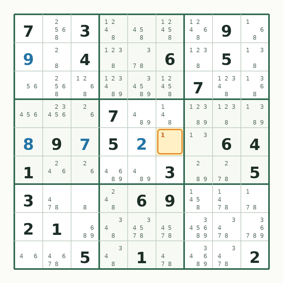 第 5 步数独棋盘图解