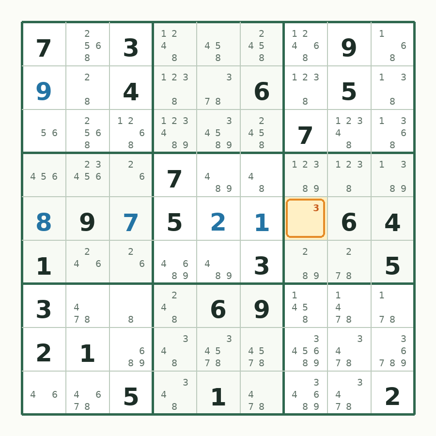 第 6 步数独棋盘图解