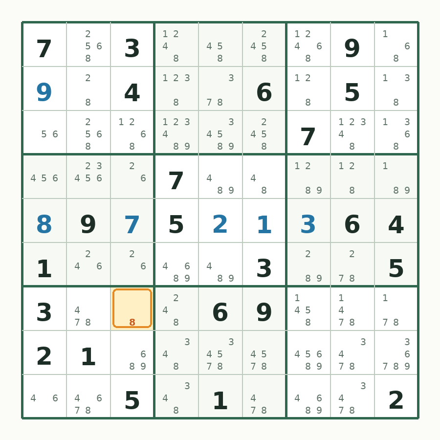 第 7 步数独棋盘图解