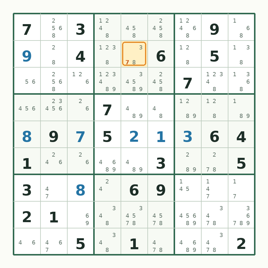 第 8 步数独棋盘图解