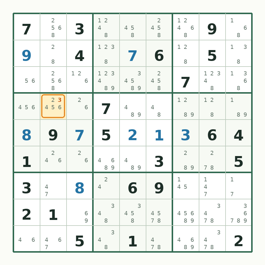 第 9 步数独棋盘图解