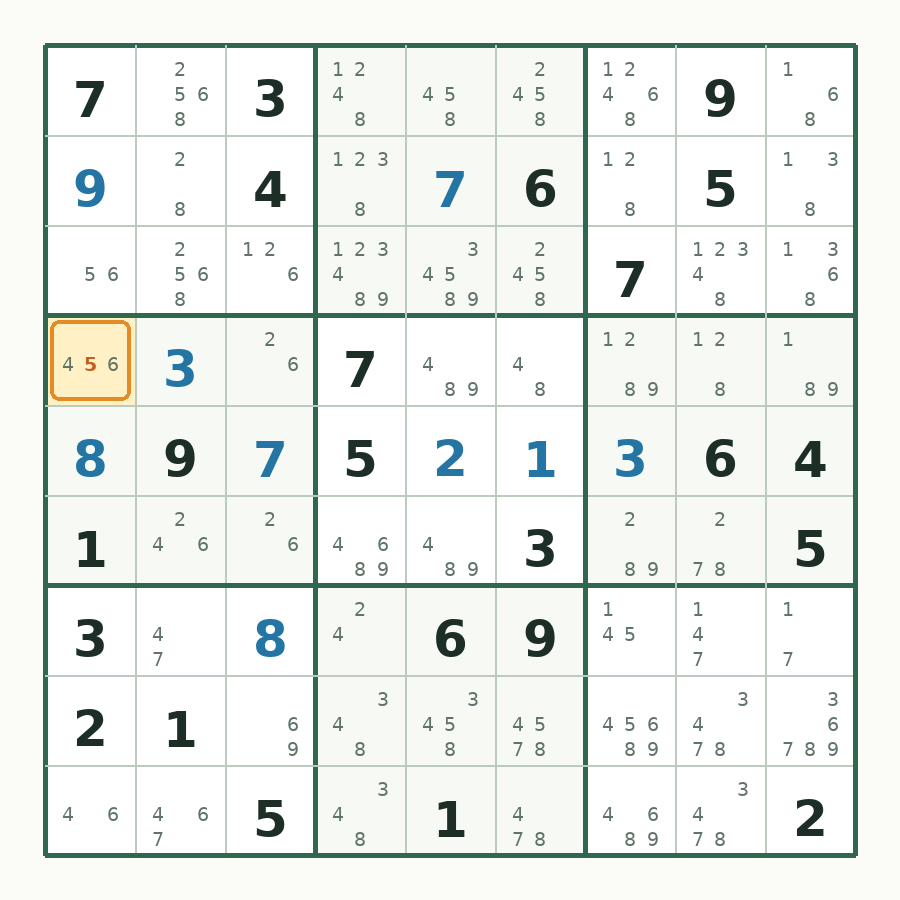 第 10 步数独棋盘图解