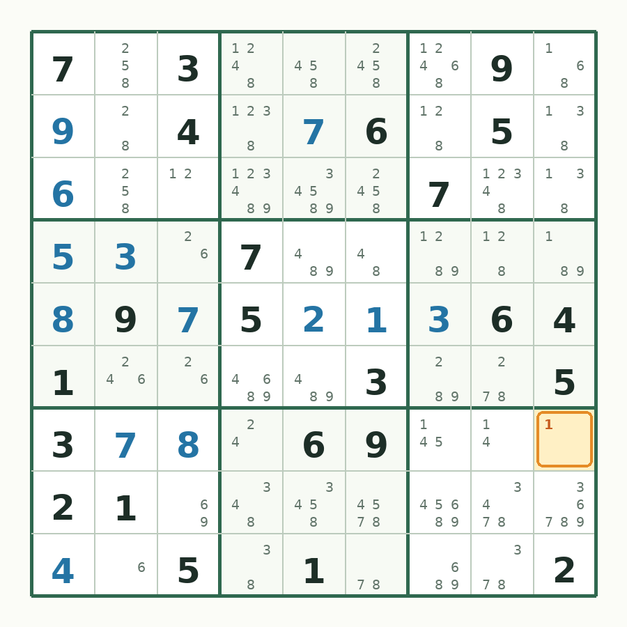 第 14 步数独棋盘图解