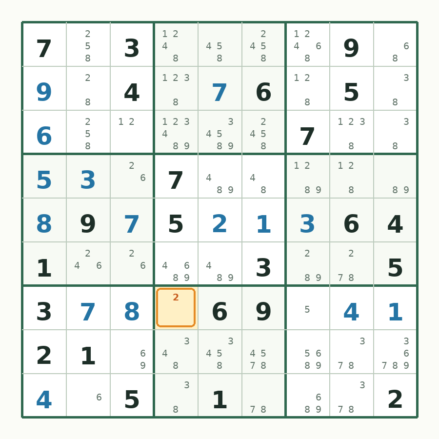 第 16 步数独棋盘图解