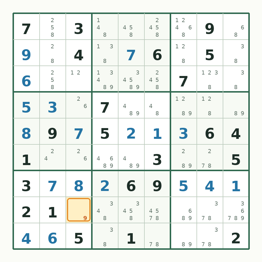 第 19 步数独棋盘图解