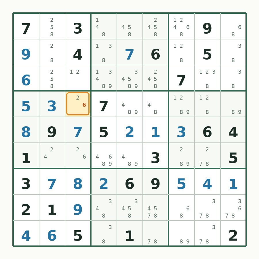 第 20 步数独棋盘图解
