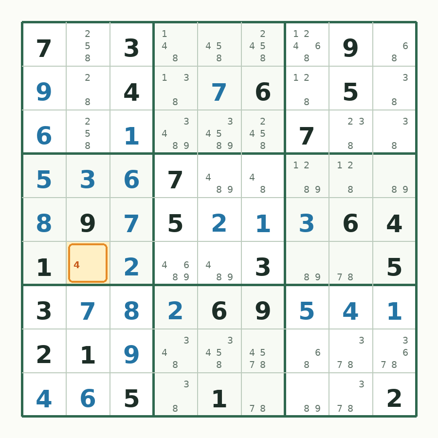 第 23 步数独棋盘图解