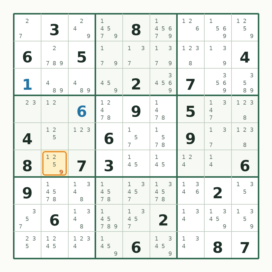 第 3 步数独棋盘图解