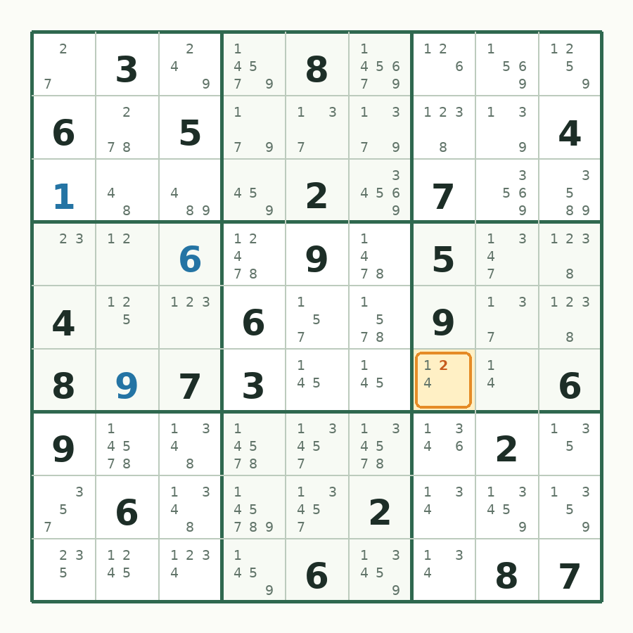 第 4 步数独棋盘图解