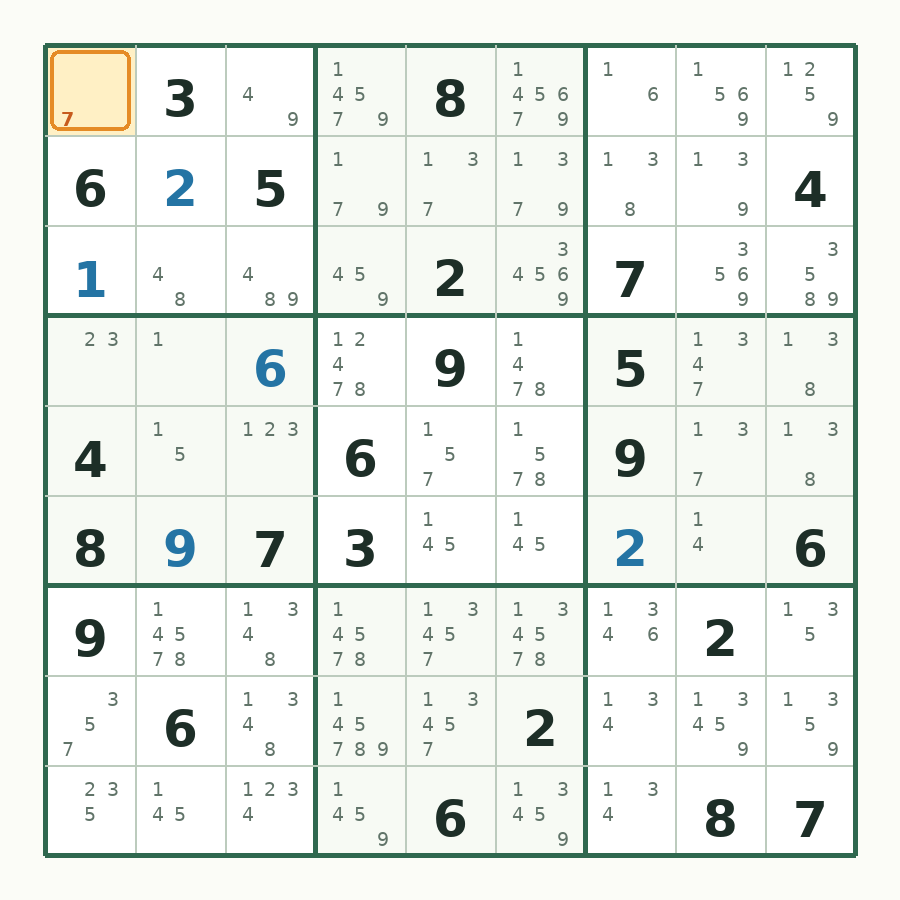第 6 步数独棋盘图解