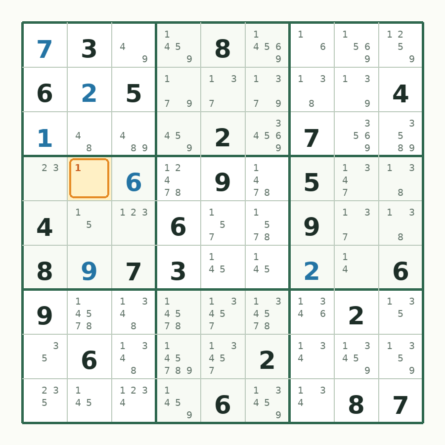 第 7 步数独棋盘图解