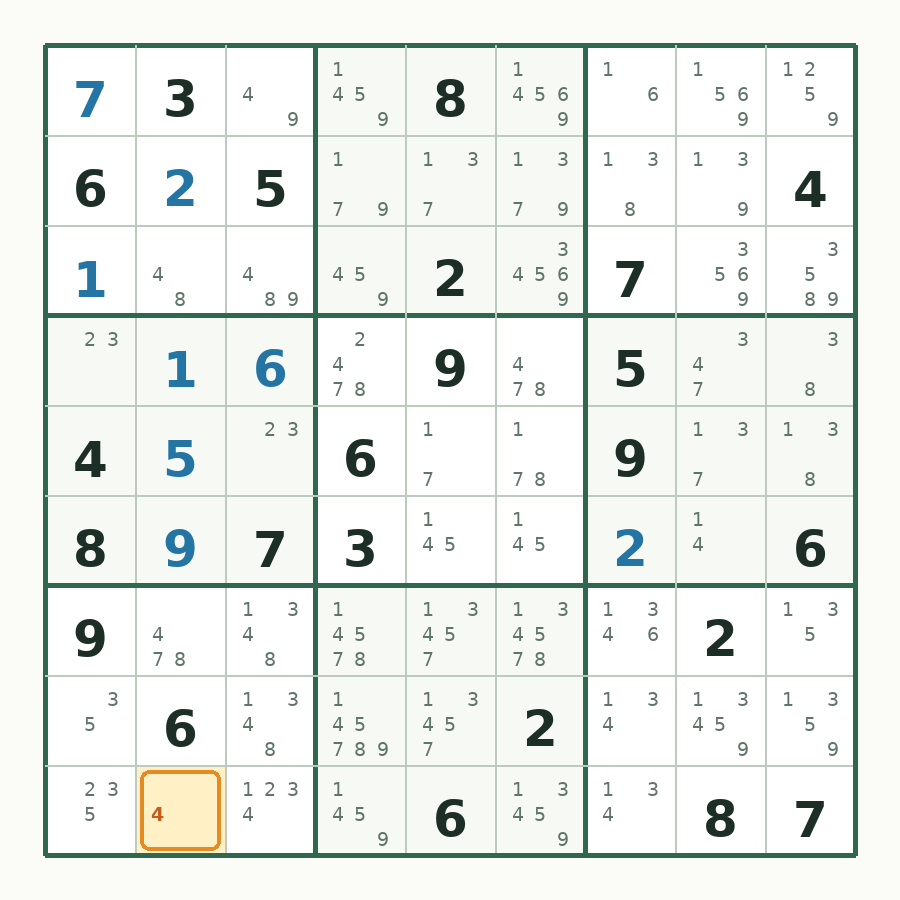 第 9 步数独棋盘图解