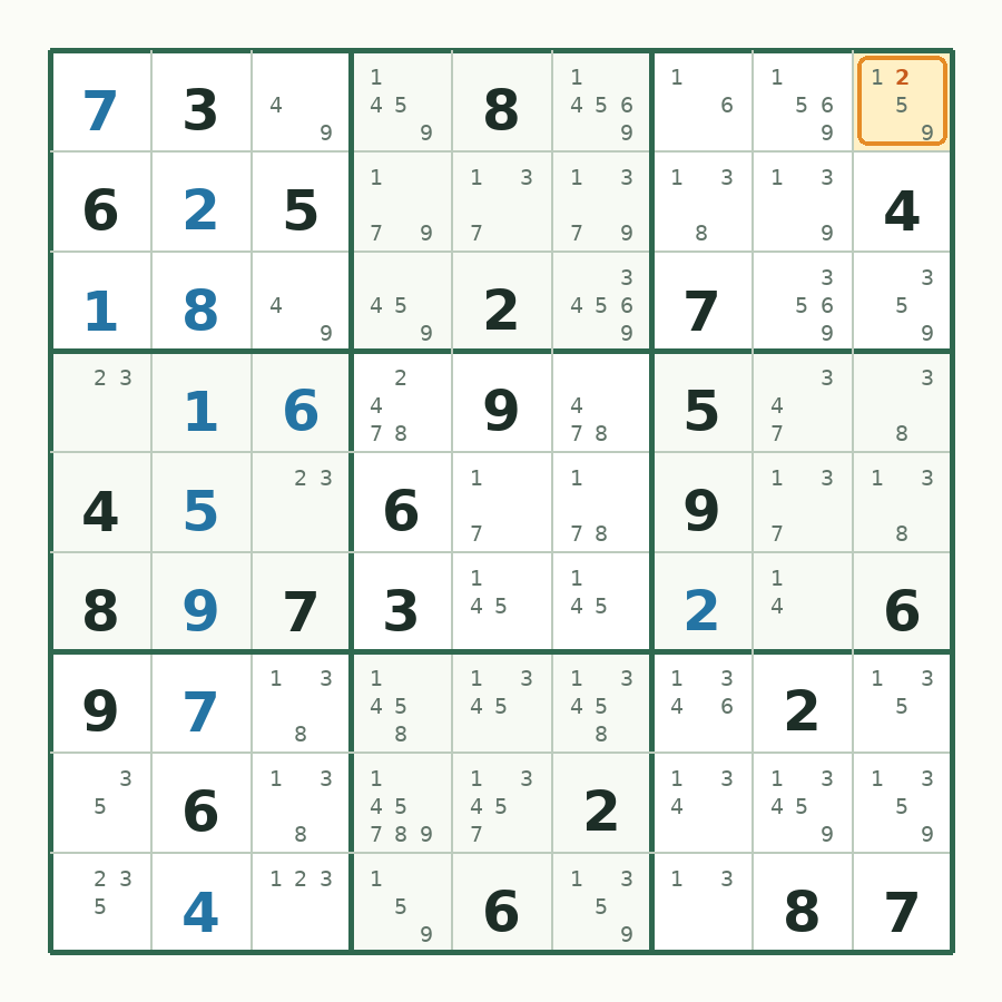 第 12 步数独棋盘图解