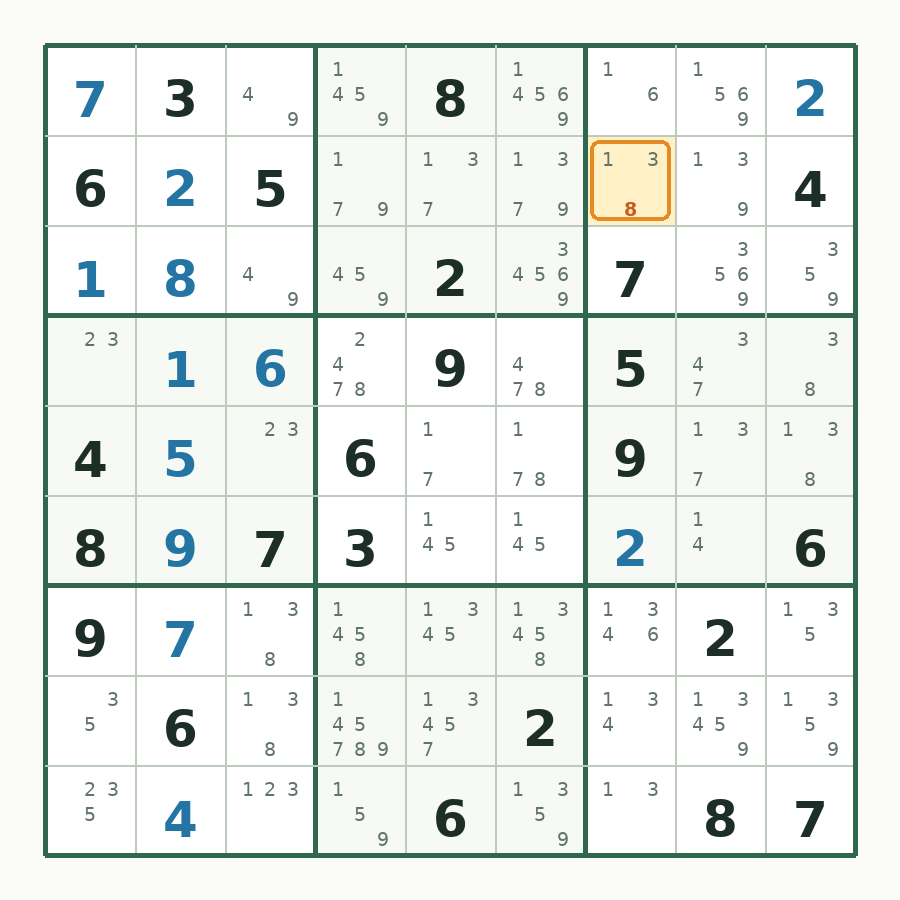 第 13 步数独棋盘图解