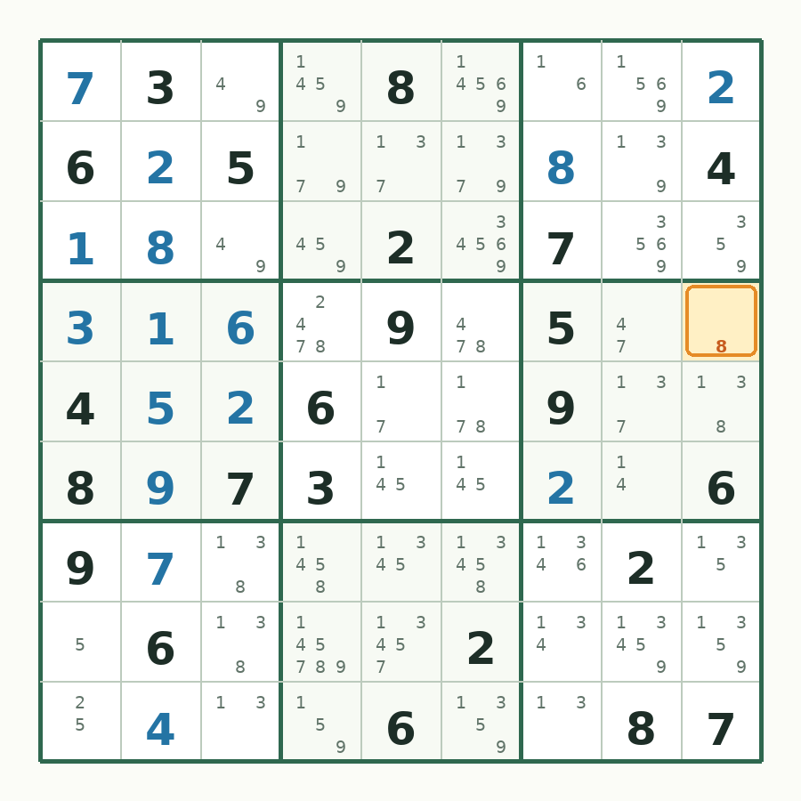 第 16 步数独棋盘图解