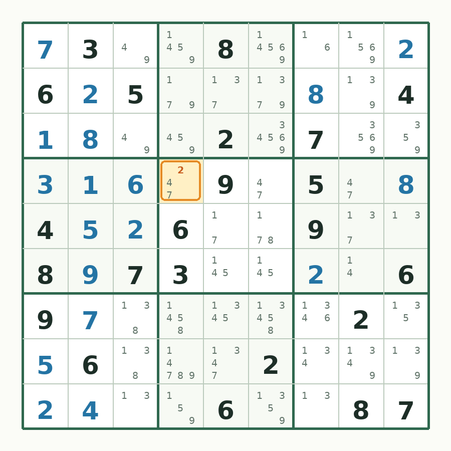 第 19 步数独棋盘图解