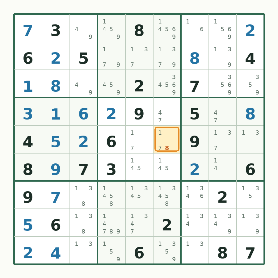 第 20 步数独棋盘图解