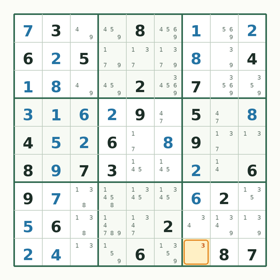 第 23 步数独棋盘图解